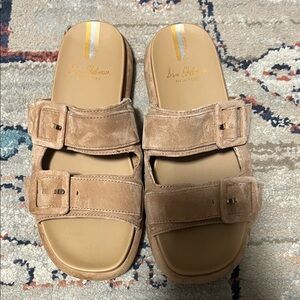 Sam Edelman Brown Suede Buckle Slides